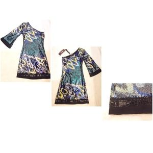 Hale Bob Sequinned Off Shoulder Bodycon Dress XS